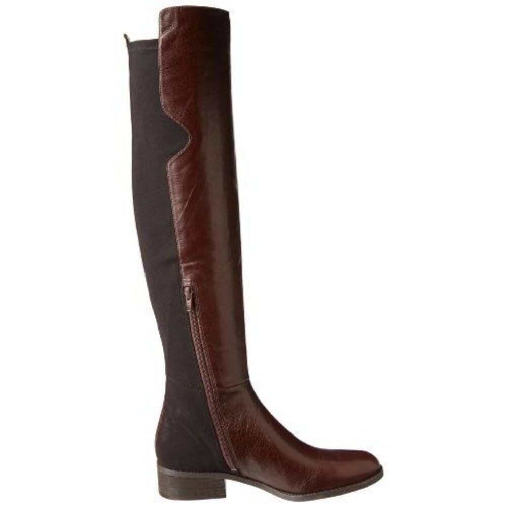 Nine West Women's Pristeen Leather Riding Boot Brown Over-The-Knee Womens 8.5M
